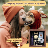 Dog Memorial Shadow Box Gift Pet Memory Display Case Wooden Picture Frame Pet Paw Ink Kit Glass Fur Jar Pets Keepsake Holder for Passed Away Dogs Cats idea Gifts for Pet Lover (Brown Dog Frame) TIOTG