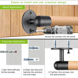 SELEWARE 26 Inch Wood Handrail Stair Handrail Drywall or Concrete Mount Handrail w/Sturdy Metal Base, Barrier-Free Staircase Grab Bar for Elderly, 1.3 Inch Round SELEWARE