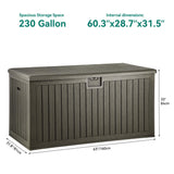 YITAHOME XXL 230 Gallon Large Deck Box,Outdoor Storage for Patio Furniture Cushions,Garden Tools and Pool Toys with Flexible Divider,Waterproof,Lockable (Light Brown) YITAHOME