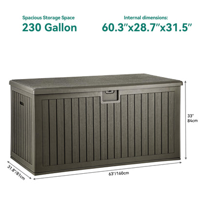 YITAHOME XXL 230 Gallon Large Deck Box,Outdoor Storage for Patio Furniture Cushions,Garden Tools and Pool Toys with Flexible Divider,Waterproof,Lockable (Light Brown) - WoodArtSupply