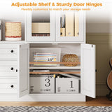 IRONCK Bookshelf with Drawers, 70.63 inch Tall Bookcase with Farmhouse Doors, 6 Tiers Book Shelf with Acrylic Doors, Bookshelves and Bookcases for Home Office, Living Room, Bedroom, White IRONCK