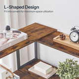 HOOBRO Corner Bookshelf, 5-Tier Industrial Corner Bookcase, Open Display Storage Rack, Vertical or L-Shaped, for Office, Living Room, Bedroom, Rustic Brown and Black BF66SJ01 HOOBRO