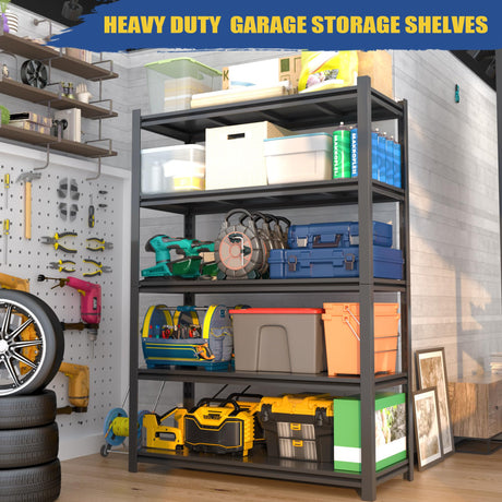 Avanroolux 2500lbs Garage Shelving Units and Storage, Heavy Duty Shelf Rack, 5 Tier Shelves for Garage Storage, Metal Adjustable Shelf for Basement, Warehouse, Supermarket Avanroolux