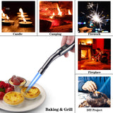 Yeuligo Torch Lighters, 7.6in Long Butane Lighter with Visible Window, Adjustable and Refillable Lighter for Kitchen Fireplace Camping Candle Grill BBQ Fireworks.Gas Not Included(Black) Yeuligo