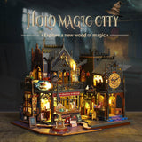 Flever Dollhouse Miniature DIY House Kit Creative Room with Furniture for Romantic Artwork Gift (Holo Magic City) Flever