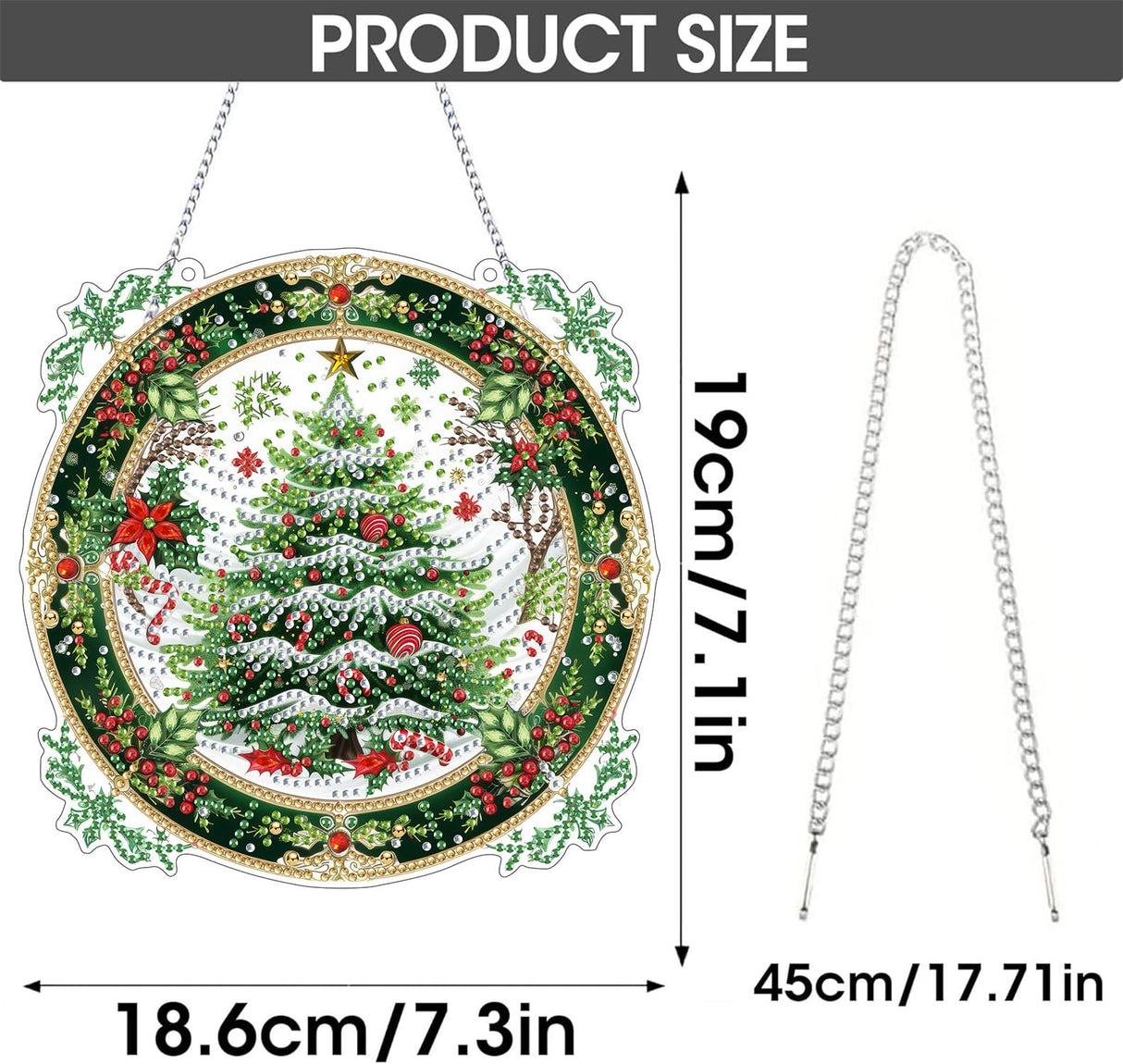 SKRYUIE Hanging Diamond Art Kits for Adults Christmas, DIY Window Pendant Diamond Painting Kit Sun Catcher, Special Shaped Crystal Acrylic Double Sided, Porch Outdoor Garden Ornaments 7.88 x 7.88 Inch SKRYUIE