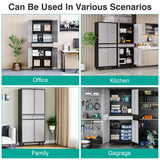 Metal Garage Storage Cabinet with 4 Wheels and 1 Drawer,Gray Rolling Garage Cabinet with Locking Doors and Adjustable Shelves,73" Mobile Tall Large Metal Storage Cabinet for Home,Office,Garage,Shop SISESOL