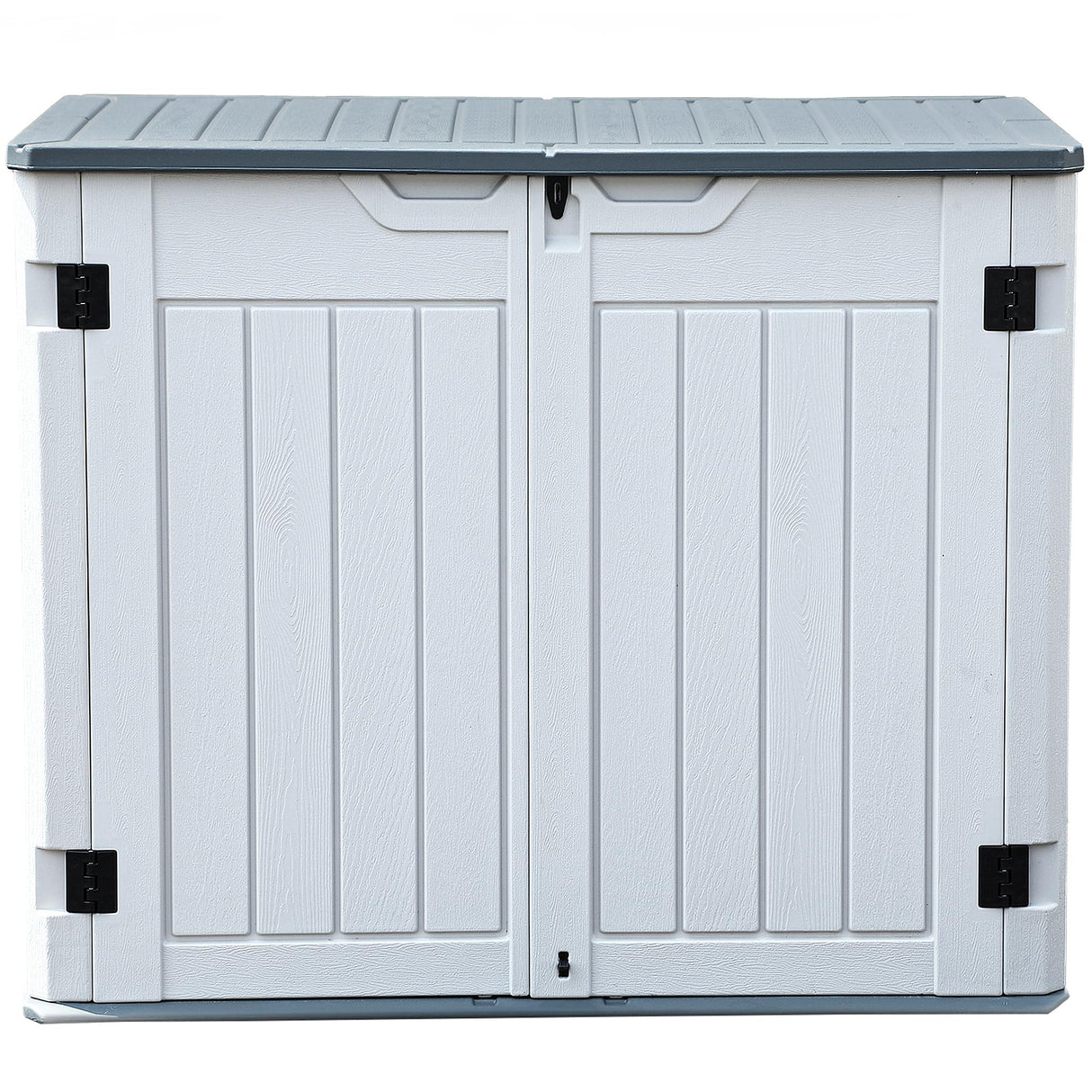 DWVO Outdoor Weather-Resistant Horizontal Storage Shed, 35 Cu Ft Capacity, Lockable and Waterproof, Suitable for Storing Garden Tools, Light Gray DWVO