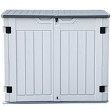 DWVO Outdoor Weather-Resistant Horizontal Storage Shed, 35 Cu Ft Capacity, Lockable and Waterproof, Suitable for Storing Garden Tools, Light Gray DWVO