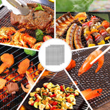 TingeVer - Set of 5 Non Stick BBQ Grill Mesh, Heavy Duty, Mesh Grill Mat + Tong + Code QR with 30 Recipes, Easy to Clean, Works on Gas, Charcoal, Electric Grill TingeVer