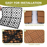 famobay Wood Plastic Composite Patio Deck Tiles,DIY Interlocking Decking Tiles, Floor Tile,Durable, Maintenance,Waterproof,Indoor Outdoor (6, 3D Teak, 12" x 12") famobay