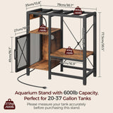 MAHANCRIS 20-37 Gallon Fish Tank Stand, Aquarium Stand with Power Outlet and Storage Cabinet, Heavy Duty Tank Stand Suitable for Turtle Tank, Reptile Terrarium, for Home Office, Rustic Brown FTHR40E01 MAHANCRIS