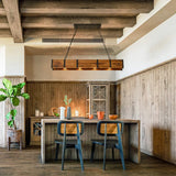 GUINGFBFIO Rustic Chandelier Farmhouse, Dining Room Light Fixtures Over Table with 4X3W LED Downlight, Wood Beam Light Fixture for Kitchen Island Bar Pool Table GUINGFBFIO