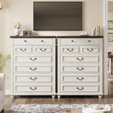 Jocoevol Farmhouse Dresser for Bedroom 7 Drawer Dresser with Deep Drawers, Tall White Big Large Wooden Chest of Drawers for Living Room, Hallway, Entryway (White, 7 Drawer) Jocoevol