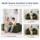 MAXYOYO Loveseat Sofa for Living Room, Small Sofa Couch Tufted Boneless Couch, Comfy Bean Bag Chair for Small Space Bedroom Apartment, No Assembly Needed, Green MAXYOYO