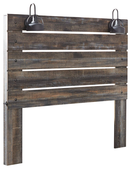 Drystan Queen Rustic Panel Headboard with USB Charging Stations by Signature Design by Ashley, Brown - WoodArtSupply