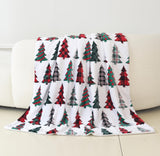 Elegant Comfort Reversible and Ultra-Plush Flannel Fleece-Winter Christmas Sherpa Throw- Lightweight Soft and Cozy-Holiday Decorative Throw, Perfect for Lounging, 50 x 60 inches, Plaid Christmas Tree Elegant Comfort