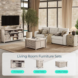 LINSY HOME Farmhouse TV Stand for 65 Inch TV, Tall Highboy Entertainment Center with Sliding Barn Door, Rustic Media Console with Storage Shelves, Wood Television Stand for Living Room, Light Grey LINSY HOME