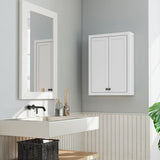 KANGYINGLE White Wall-Mounted Bathroom Cabinet, 24W x 33H x 8D inches, MDF, Double Door Storage KANGYINGLE