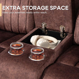 Zero Gravity Power Reclining Loveseat Sofa with Adjustable Headrests, Power Loveseat Recliner with Console, Electric 2-Seater Recliner Couch with Charging Port for Living Room (Velvet, Brown) CALIVIA