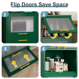 winiowa Green Metal 5-Tier Kitchen Storage Cabinet, 63" Tall Pantry Microwave Stand with Flip-up Acrylic Glass Doors, Freestanding Bakers Rack with Drawer for Kitchen, Dining/Living Room winiowa