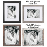 Americanflat Rustic 8x10 Picture Frame Set of 4 - Use as 5x7 Picture Frame with Mat or 8x10 Frame Without Mat - Photo Frame with Textured Engineered Wood, Shatter Resistant Glass, and Easel Americanflat