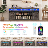 80" LED Farmhouse TV Stand for 90/85/80 Inch TVs,Tall Entertainment Center Storage Cabinets w/Power Outlets and Sliding Barn Door,Rustic TV Stands for Living Room,Media Console Cabinet (Charcoal) Hlivelood