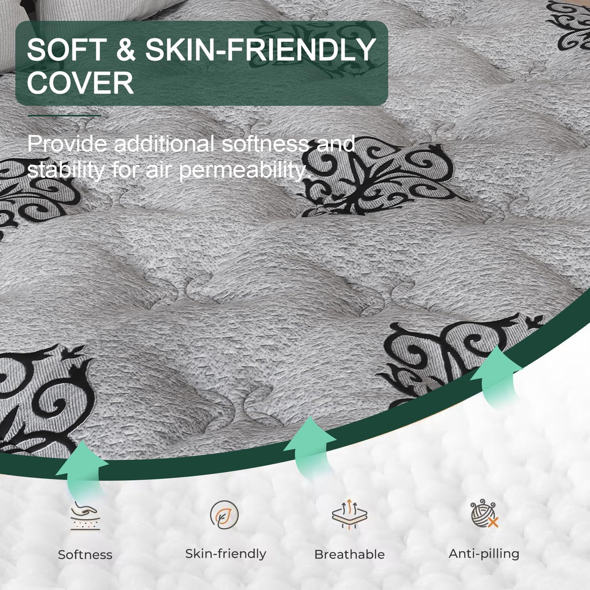 VISCOUNTESS Full Mattress, 14 Inch Hybrid Mattresses Bed in a Box with Gel Memory Foam & Pocket Spring, Euro Top, Medium Firm for Back Support & Pressure Relief, Motion Isolation, Grey VISCOUNTESS