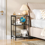 X-cosrack Side Table, Small End Table Record Player Stand with Storage, Vinyl Record Storage Night Stand for Living Room, Bedroom,Office(Patent Pending)(Black) X-cosrack