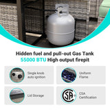 Muphyers 8-Piece Outdoor Patio Furniture Set with 55,000 BTU Fire Pit Table, PE Wicker Rattan Sectional Sofa Conversation Set - All-Weather Garden, Backyard Furniture, Light Green Muphyers