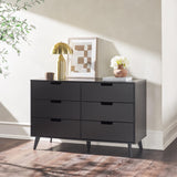 Walker Edison Modern 6-Drawer Dresser Bedroom Storage Organizer, 52 Inch, Black Walker Edison