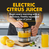 Elite Gourmet ETS623 BPA-Free Electric Citrus Juicer, Compact, Large Volume, Pulp Control, Oranges, Lemons, Limes, Grapefruits with Easy Pour Spout, 24oz, Black/Stainless Steel Elite Gourmet