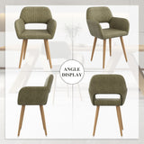 GOOLON Home Office Desk Chair Set of 1, Corduroy Fabric Vanity Chair for Makeup with Hollow Backrest, Comfy Armchair Wood Frame with Strudy Metal Legs, Dark Green GOOLON