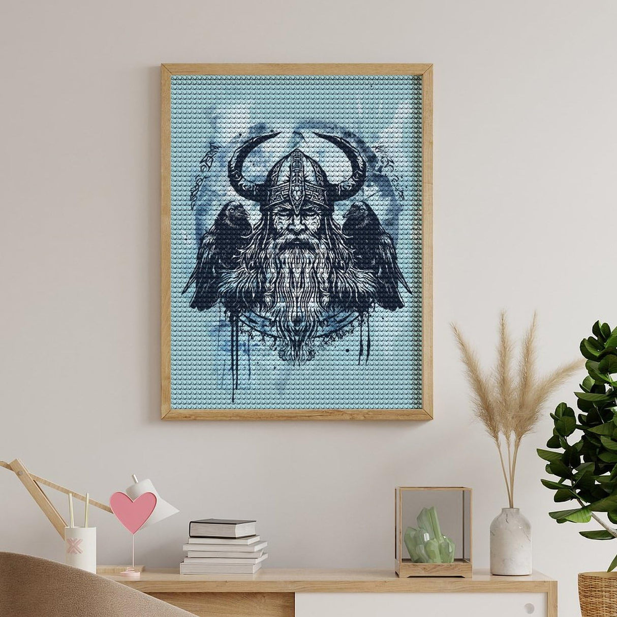 Brkgpw Viking Norse Odin Crow Diamond Art Painting Kit 12x16inch, Adult, Canvas, Unisex, All Seasons Brkgpw