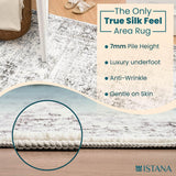 Istana Hallway Runner Rug 2x6 - White Cream/Grey Kitchen Rugs Non Slip Washable -Silk's Soft Touch Carpet Runner - Stylish Rug Runner for Home Istana
