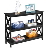 Yaheetech Modern 3-Tier Black Console Table with Storage Shelves Yaheetech