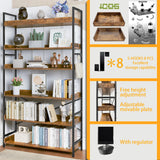 HCHQHS Bookshelf, Adjustable Industrial Bookcase, Vertical Tall Book Shelf, Wood and Black Metal Open Bookshelves for Home Office, Living Room, Bedroom (Rustic Brown, 6-Tier (31" W x 70" H)) HCHQHS