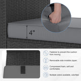 Patio Furniture Set, 5PCS Outdoor Conversation Sets Waterproof Rattan Sectional Sofa with 4” Thickened Cushion Modular Wicker Patio Furniture Set with Glass Top Table for Balcony, Backyard (Grey) Phonjoroo