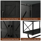 RUSTOWN Farmhouse Medicine Cabinet with 2 Barn Door, Wood Wall Mounted Storage Cabinet with Adjustable Shelf and Towel Bar, 3-Tier Bathroom Cabinet for Bathroom, Living Room(Black, Medium) RUSTOWN