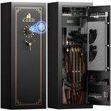 KAER 25 Biometric Gun Safe, Wider and Deeper Fingerprint Gun Safes for Rifle and Pistols, Large Quick Access Heavy-Duty Gun Cabinet for Firearm Ammo with Drawer & Gun Rack, Assembled KAER