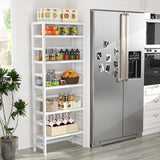 Homykic 6-Tier Adjustable Bamboo Bookcase - 63.4” Tall White Free Standing Storage Shelf Homykic