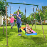 Hapfan Swing Sets for Backyard with 45" Platform Swing and Belt Swing, 440 lbs Swingset Outdoor for Kids, Outdoor Play Equipment Hapfan