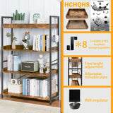 HCHQHS 4 Tier Bookshelf, Adjustable Industrial Bookcase, Vertical Tall Book Shelf, Wood and Black Metal Open Bookshelves for Home Office, Living Room, Bedroom HCHQHS