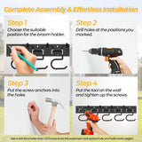 GARLWOLEX 34 Inch Garden Tool Organizer Wall Mount with Non Slip Rubber Coated Metal Hooks, Storage Rack for Indoor/Outdoor Shovel, Rake, Mop and Broom Holder Wall Mount （ 10 Hooks+10 Holders GARLWOLEX