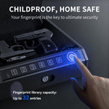 ADIMO Hand Gun Safe, Biometric Gun Safe for Handgun, Pistol with 3 Quick-Access Way Fingerprint/Keypad/Key, Gun Lock Box w/Mute Function, Gun Safe for Secure Storage for Bedside, Nightstand and Car ADIMO