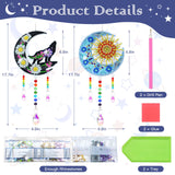 ZYNERY 2 PCS Diamond Painting Wind Chime, Suncatcher Kit Diamond Art for Adults Kids, Painting Kits Hanging Pendant for Home Garden Outdoor Decor (Moon Wolf, Moon Sun) ZYNERY
