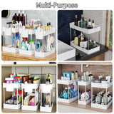 JYSMYWS 3 Pack Under Sink Organizers and Storage, 2 Tier Bathroom Cabinet Organizer Shelf with Hanging Cups for Kitchen & Bathroom (White) JYSMYWS