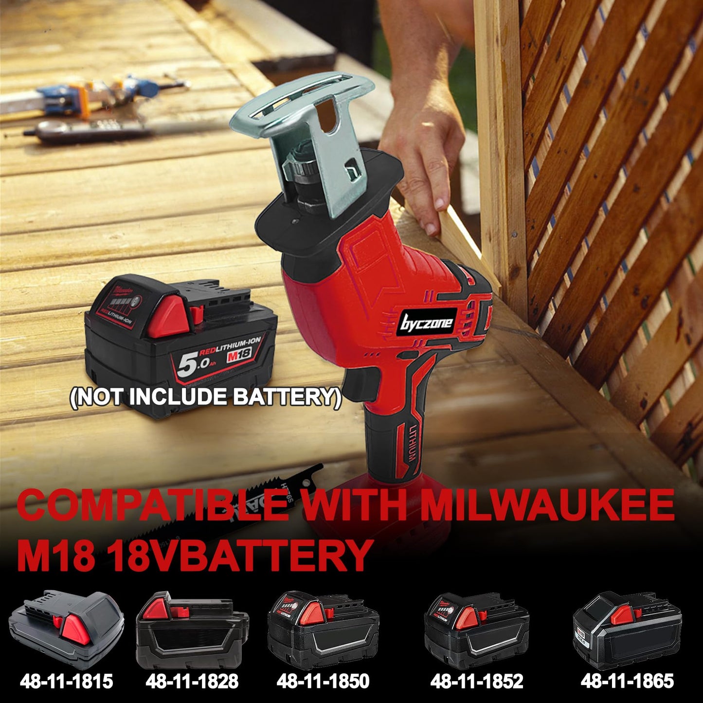 Reciprocating Saw Compatible with Milwaukee M18 18V Battery, Cordless Recipro Saw Sawzall, 0-3500SPM Variable Speed, Tool-free Blade Change, 4 Saw Blades Kit for Wood/Metal/PVC Cutting, Bare  - WoodArtSupply