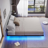 Hasuit King Size Floating Bed Frame with LED Lights - Modern Metal Platform Design, No Box Spring Required, Easy Assembly Hasuit