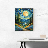 ldazao Moon Paint by Numbers Kit for Adults Beginner Forest Adult Paint by Number Kits On Canvas Adults' Paint-by-Number Kits DIY Oil Painting Kits for Gift Home Wall Decor 16x20 Inch ldazao